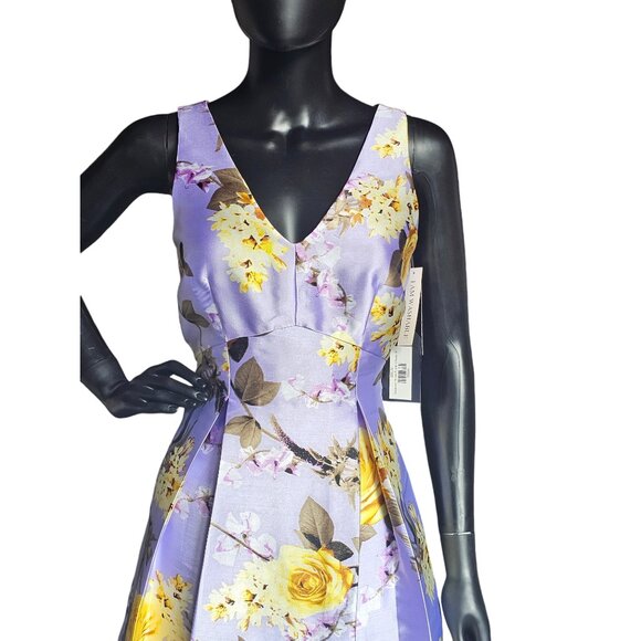 Shelby Nites Dresses & Skirts - Lavender Yellow Floral V-Neck - Shelby Nites NWT